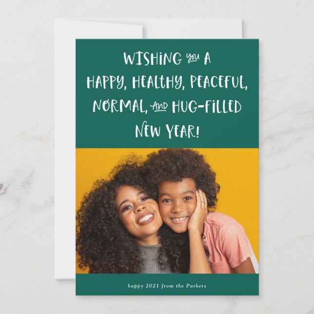 My Wish for 2021 | Photo Green Happy New Year Holiday Card (Front)