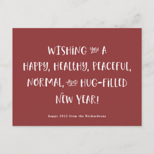 My Wish for 2022 Brick Red Happy New Year Holiday Postcard