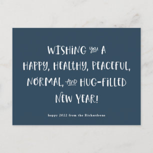 My Wish for 2022 Dark Blue Happy New Year Holiday Postcard