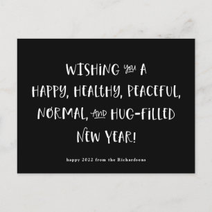 My Wish for 2022   Modern Black Happy New Year Holiday Postcard