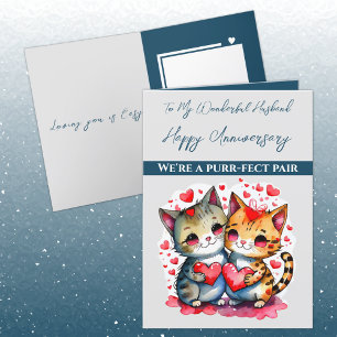 My wonderful Husband cat love Anniversary Card