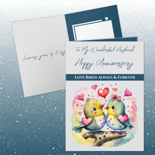 My wonderful Husband love birds Anniversary Card