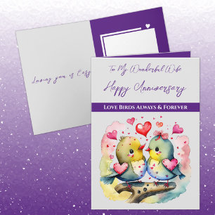 My wonderful Wife love birds Anniversary Card