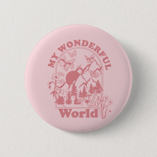 My Wonderful World Retro Flowers 6 Cm Round Badge (Front)