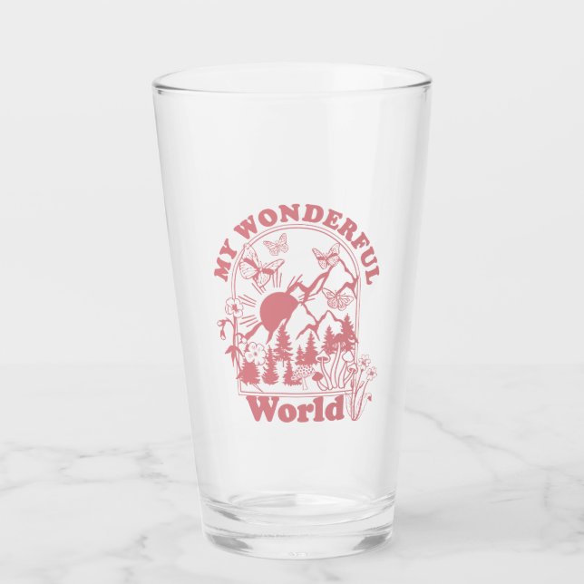 My Wonderful World Retro Flowers Glass (Front)