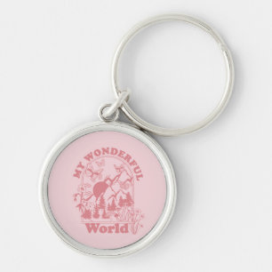 My Wonderful World Retro Flowers Key Ring