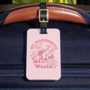 My Wonderful World Retro Flowers Luggage Tag