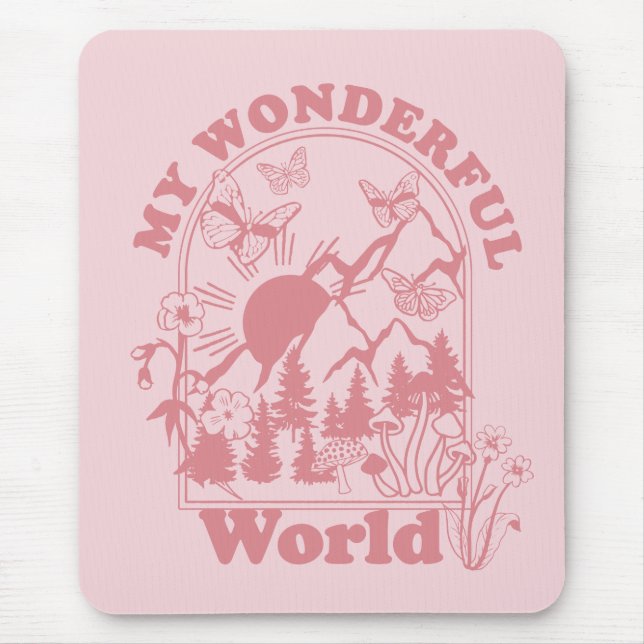 My Wonderful World Retro Flowers Mouse Mat (Front)
