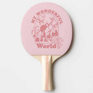 My Wonderful World Retro Flowers Ping Pong Paddle