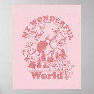 My Wonderful World Retro Flowers Poster