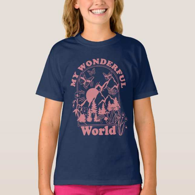 My Wonderful World Retro Flowers T-Shirt (Front)