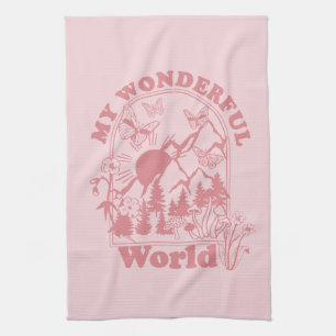 My Wonderful World Retro Flowers Tea Towel