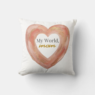 My World Mom Painted Heart Cushion