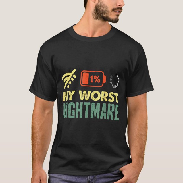 My Worst Low Battery Funny Gamers Humor Men  T-Shirt (Front)
