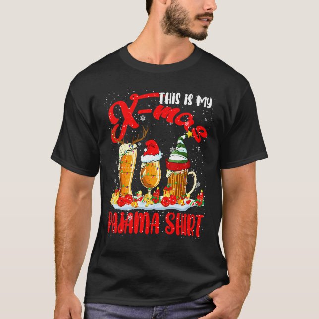 My X Mas Pajama Shirt Xmas Santa Reindeer Elf Beer (Front)