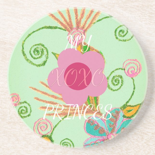 My XOXO Little Princess Floral Art Print Design Coaster (Front)