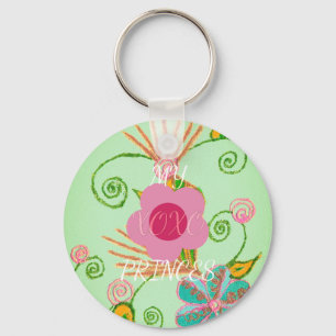 My XOXO Little Princess Floral Art Print Design Key Ring