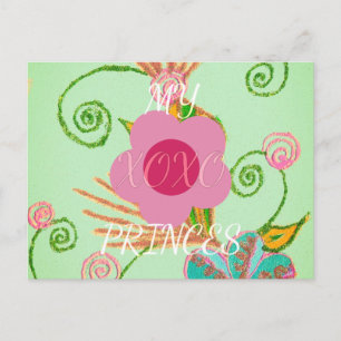 My XOXO Little Princess Floral Art Print Design Postcard