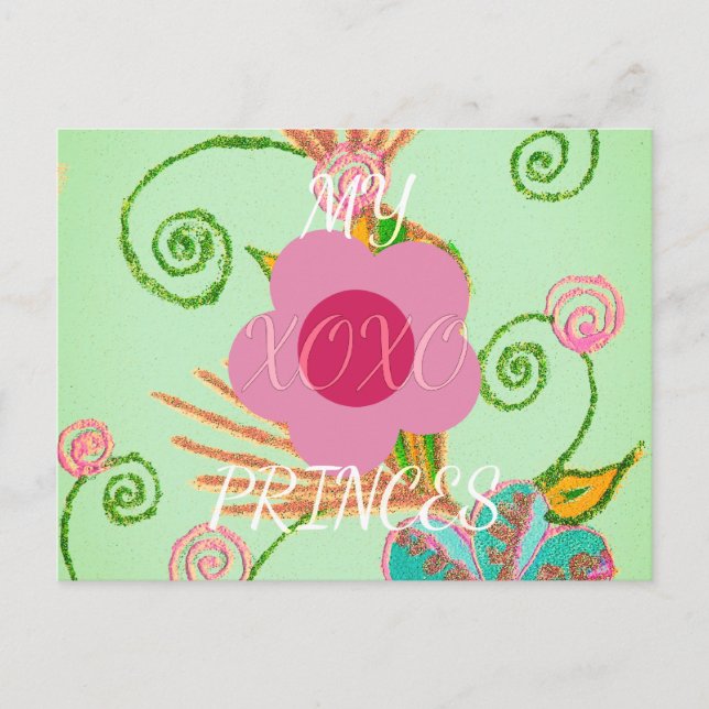 My XOXO Little Princess Floral Art Print Design Postcard (Front)