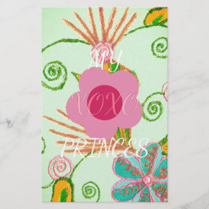 My XOXO Little Princess Floral Art Print Design Stationery