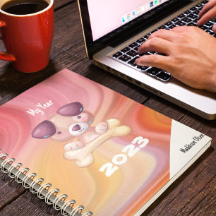 My Year Cute Dog on Marble with name Planner