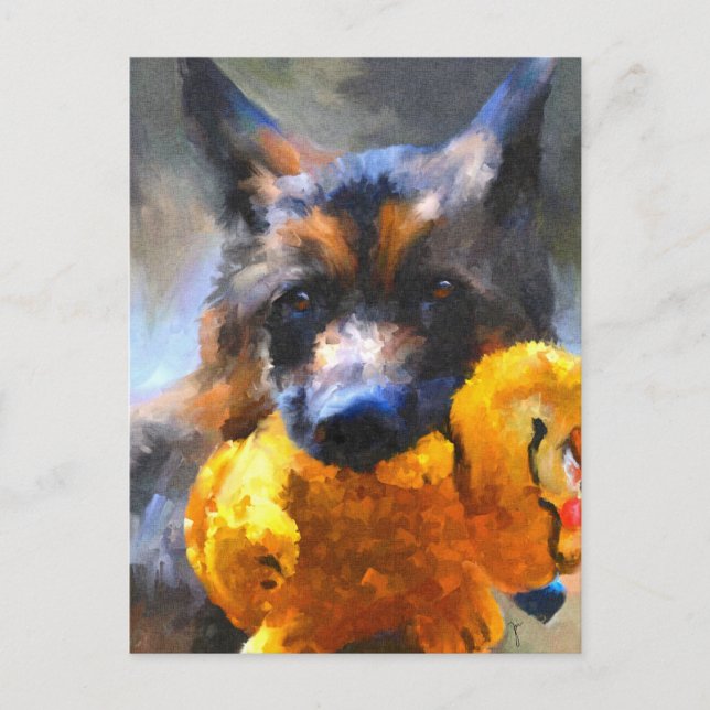 My Yellow Friend German Shepherd Postcard (Front)