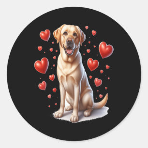 My Yellow Lab Dog Is My Valentine Hearts Cute Tren Classic Round Sticker