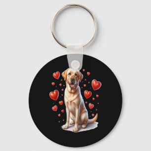 My Yellow Lab Dog Is My Valentine Hearts Cute Tren Key Ring