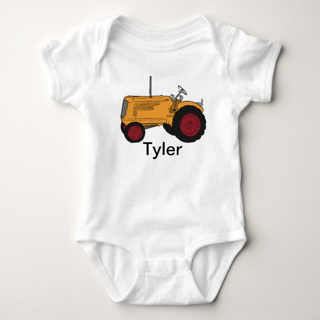 My Yellow Tractor Baby Bodysuit (Front)