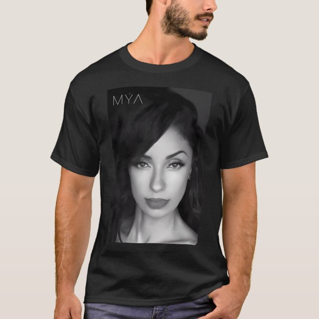 Mya Close Up Black White T-Shirt (Front)