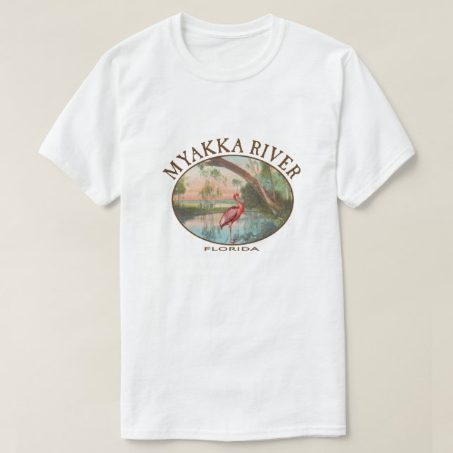 Myakka River Florida with Roseate Spoonbill T-Shirt (Design Front)