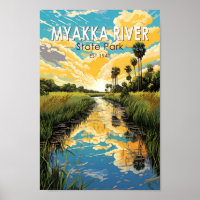 Myakka River State Park Florida Travel Art Vintage