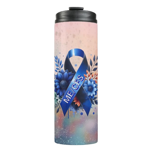 Myalgic Encephalomyelitis ME/CFS Awareness Ribbon Thermal Tumbler (Front)