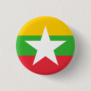 Myanma / Burmese Flag, Flag of Myanmar / Burma 3 Cm Round Badge