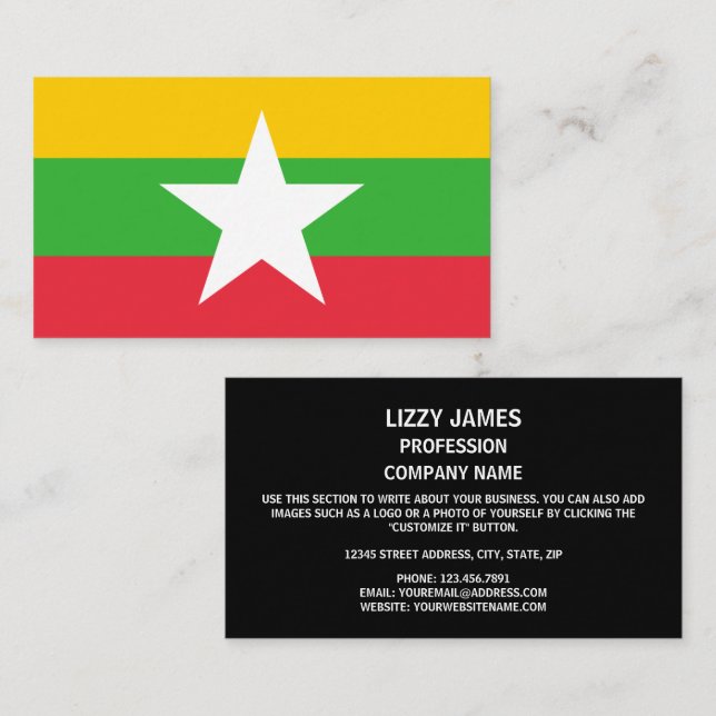 Myanma / Burmese  Flag, Flag of Myanmar / Burma Business Card (Front/Back)