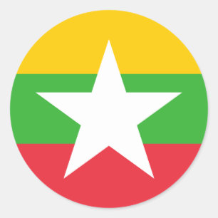 Myanma / Burmese Flag, Flag of Myanmar / Burma Classic Round Sticker