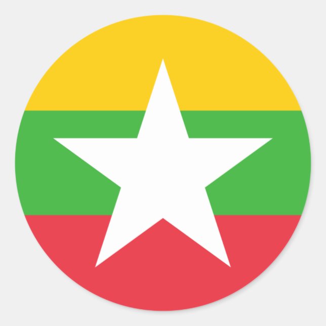 Myanma / Burmese  Flag, Flag of Myanmar / Burma Classic Round Sticker (Front)