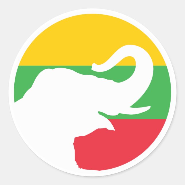 Myanmar Asian elephant Burmese National Animal Classic Round Sticker (Front)