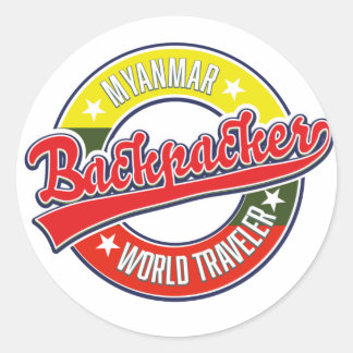 Myanmar backpacker world traveller logo classic round sticker