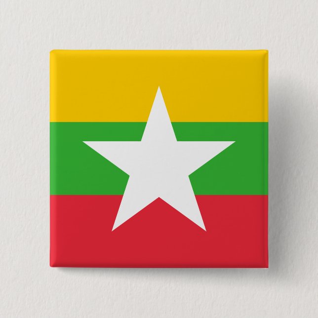 Myanmar Flag 15 Cm Square Badge (Front)