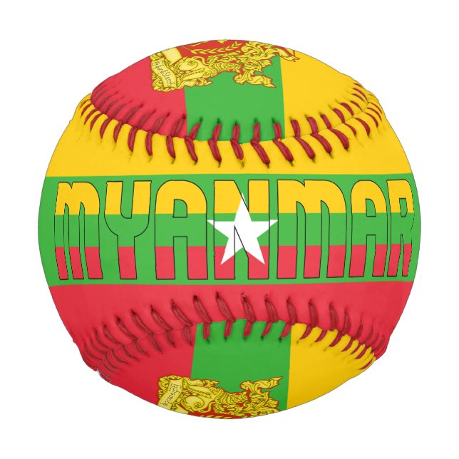 Myanmar Flag and Coat of Arms Patriotic Baseball (Front)