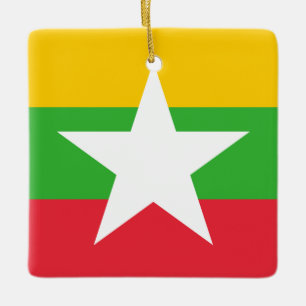 Myanmar Flag  Ceramic Ornament