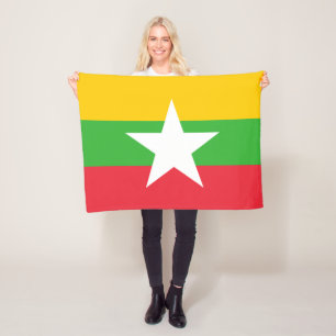 Myanmar Flag Fleece Blanket