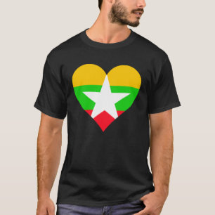 Myanmar Flag Heart Myanmar Love Myanmar T-Shirt