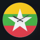 Myanmar Flag Large Clock<br><div class="desc">Customisable World Flag Products - Please feel free to add your text.</div>