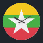 Myanmar Flag Large Clock<br><div class="desc">Customisable World Flag Products - Please feel free to add your text.</div>
