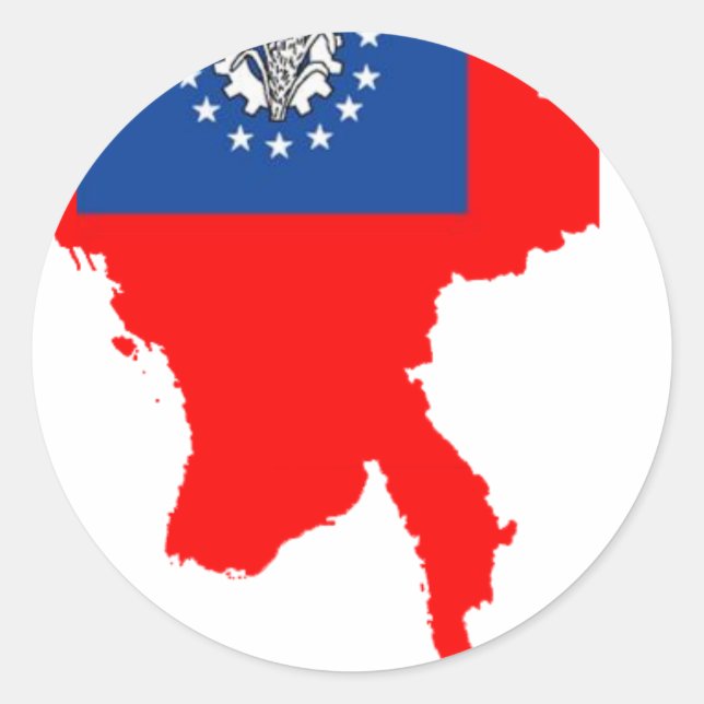 Myanmar flag map classic round sticker (Front)