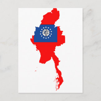 Myanmar flag map postcard