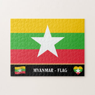 Myanmar Flag & Myanmar country / Myanmar Jigsaw Puzzle