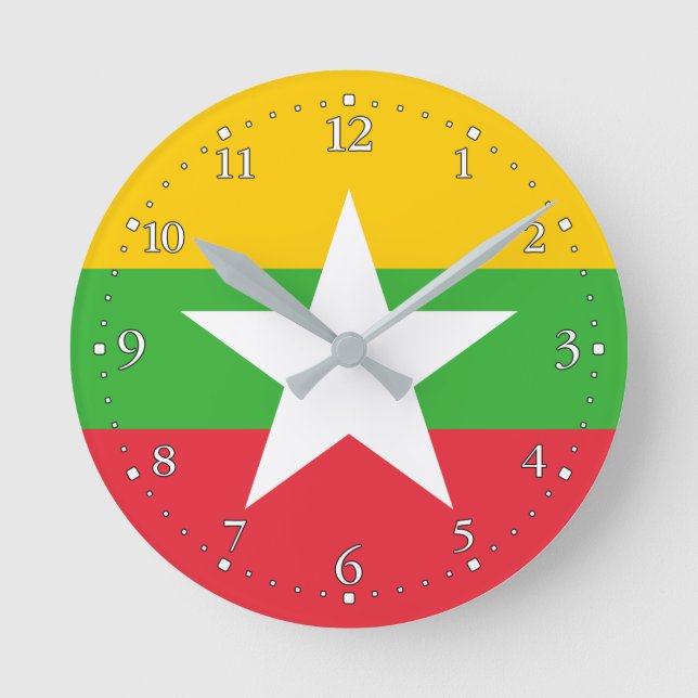 Myanmar Flag Round Clock (Front)